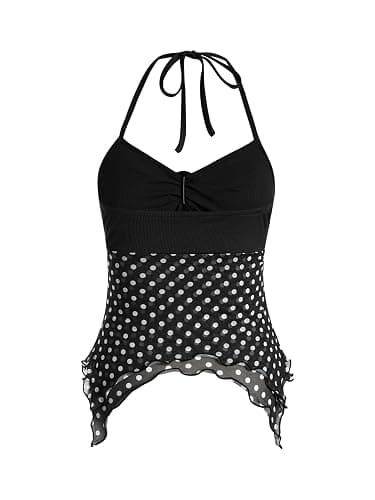 Verdusa Women's Y2k Halter Top Fairy 2000s Clothing Asymmetrical Going Out Tops Aesthetic Whimsical Clothes thumbnail 2