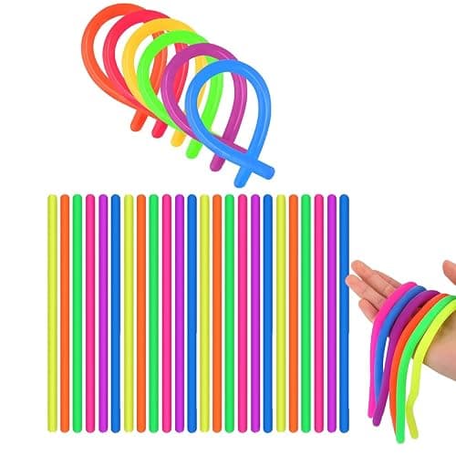 24 Pcs Monkey Noodles Fidget Toy,Stretchy Fidget Noodles Anxiety Relief Sensory,Strings Adhd Assorted,Diy Fantasy Stress Hands,Reducing Noodle Pinching,Bands Bulk Stretch For Anxiety - Image 1