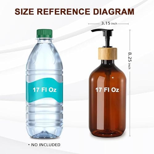 KASUNTING Amber Soap Dispenser Plastic, Brown Dish Soap Dispenser with Bamboo Pump for Kitchen,17 Fl Oz Hand and Dish Dispenser Set for Bathroom, Farmhouse Liquid Soap and Lotion Dispensers Bottle thumbnail 3