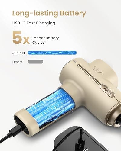 RENPHO Massage Gun Deep Tissue, Christmas Birthday Gifts for Women Men, Portable Percussion Massager for Back and Neck, Handheld Device with Carry Case, Active Tan thumbnail 4