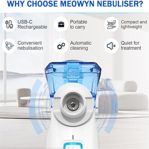 Meowyn Nebulizer Machine for Adults & Kids, USB-C Rechargeable Nebulizer with Portable Design, Easy to Use & Clean, Silent, Efficient Atomization for Home and Travel Use thumbnail 4