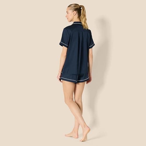 Amazon Essentials womens Satin Short Sleeve Button-Down Top and Short Sleepwear Set thumbnail 3