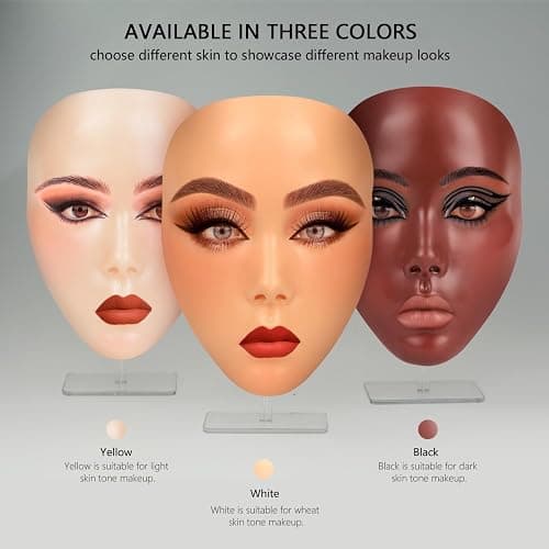 Laokiiy Makeup Practice Face, Makeup Mannequin Face with Makeup Practice Face Board, 5D Silicone Full Face Practice Eyelash Eye Shadow, for Emerging Makeup Artist, Beginners, Girl's Gift (White) thumbnail 3