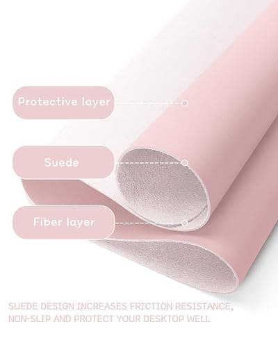 YSAGi Non-Slip Desk Pad,Mouse Pad,Waterproof PVC Leather Desk Table Protector,Ultra Thin Large Desk Blotter, Easy Clean Laptop Desk Writing Mat for Office Work/Home/Decor (Pink, 31.5" x 15.7") thumbnail 4