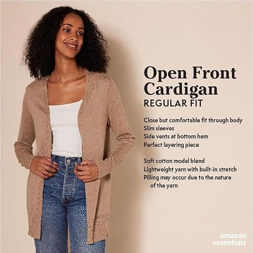 Amazon Essentials Women's Lightweight Open-Front Cardigan Sweater (Available in Plus Size) thumbnail 4