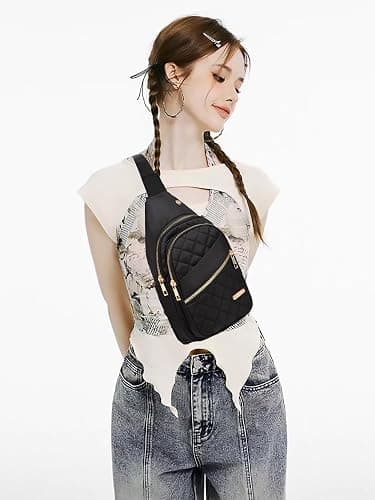 AOSTIHOT Small Sling Backpack for Women, Chest Bag Daypack Crossbody for Travel Sport Running Hiking Black thumbnail 2