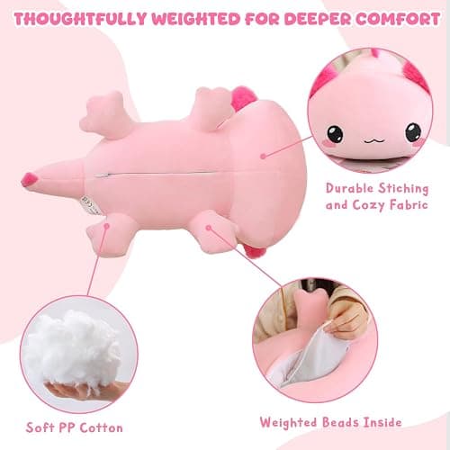 TOYSYM Weighted Stuffed Animals, Axoltol Stuffed Animal with Weighted Beads, Cute Plush Toy Pillow Gifts for Adults Kids Boys Girls thumbnail 4