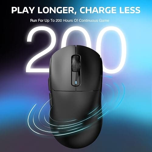 ATTACK SHARK X3 Wireless Gaming Mouse, 49g Ergonomic Computer Mouse, Triple Modes PAW3395 26K DPI Optical Sensor, 200h Battery Life, Programmable Buttons, Gaming Accessories for PC/Laptop/Mac (Black) - Black thumbnail 7