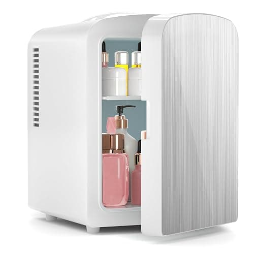 Xbeauty Mini Skincare Fridge, Compact Refrigerator with 4L Capacity/6 Cans | Cooler & Warmer, Removable Shelf for Skincare, Beverages, Cosmetics, Perfect for Dorm, Bedroom, White - Image 1
