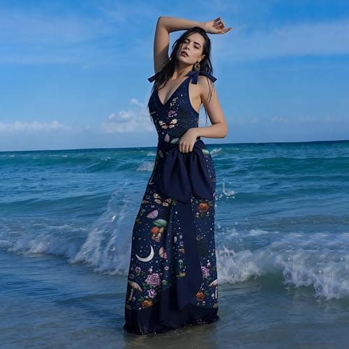 CORAMOON Death's Head Moth Print One Piece Swimsuit and Sarong Set Tie Shoulder Straps Swimwear Set thumbnail 4