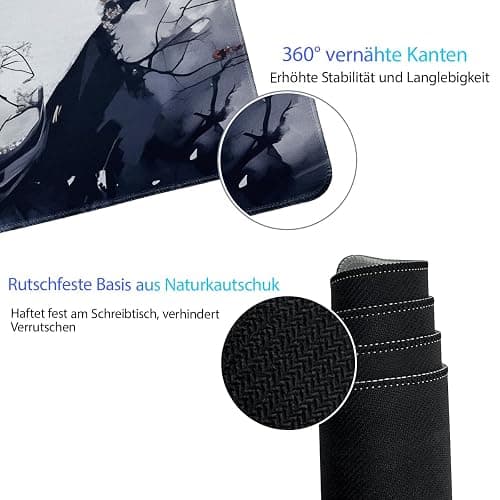 Zindoo XXL Anime Mauspad 900 x 400 mm – Japanische Kirschblüte Schreibtischunterlage– Präzise Mausführung, rutschfest & Genähte Ränder, Perfekt für Büro & Gamer thumbnail 5
