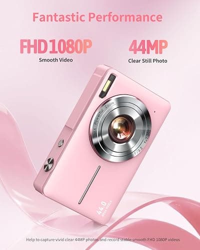 Digital Camera, FHD 1080P Point and Shoot Kids Camera, with 32GB Card, 2 Batteries, 16X Zoom Anti Shake Date Stamp, Compact Portable Small, for Starter Kid Children Teen Student Girl Boy(Pink) thumbnail 2