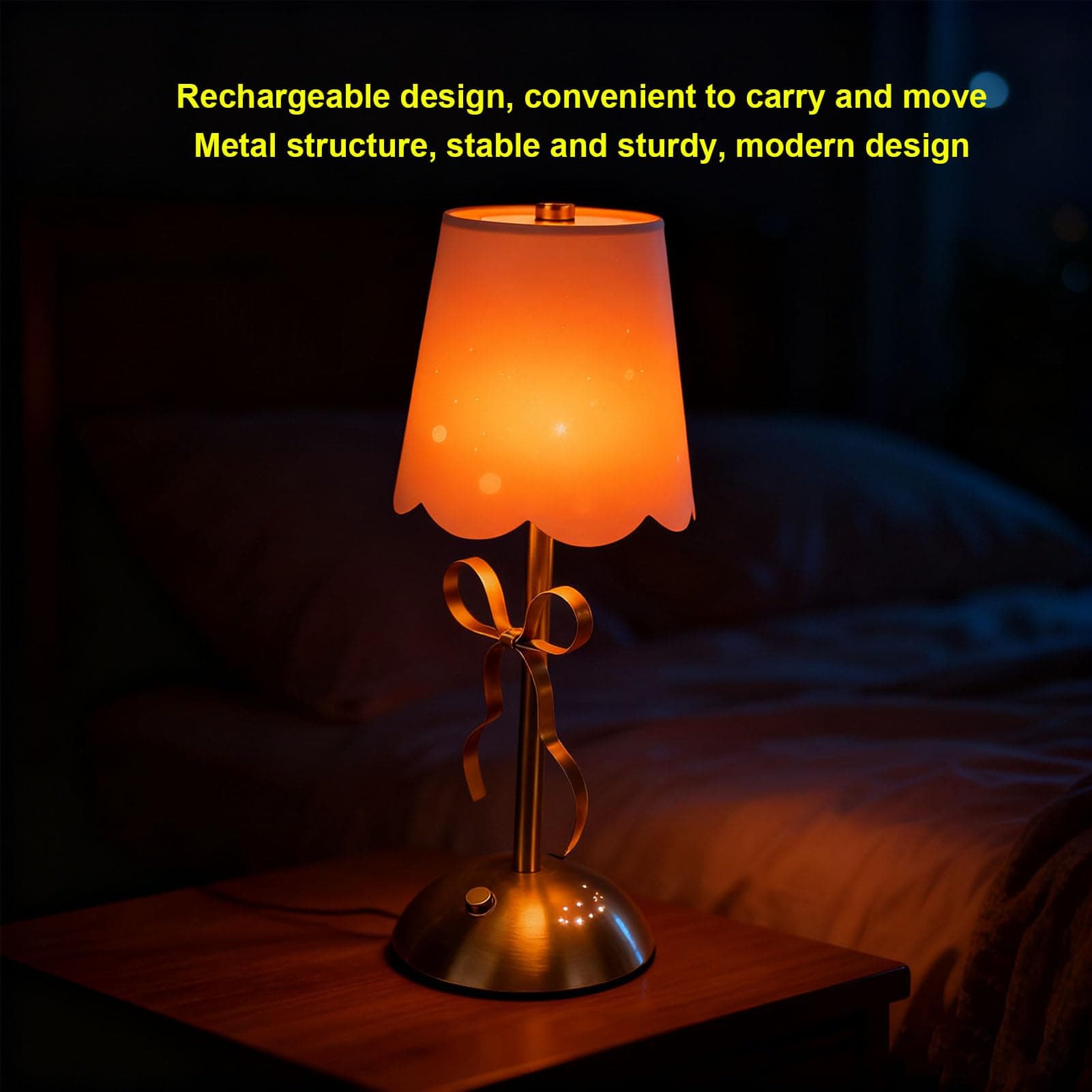 Rechargeable Cordless Table Lamp with Touch Switch Color Changing, Metal Base Bedside Lamp with Fabric Shade for Bedroom Dining Room Decorative Lighting thumbnail 7