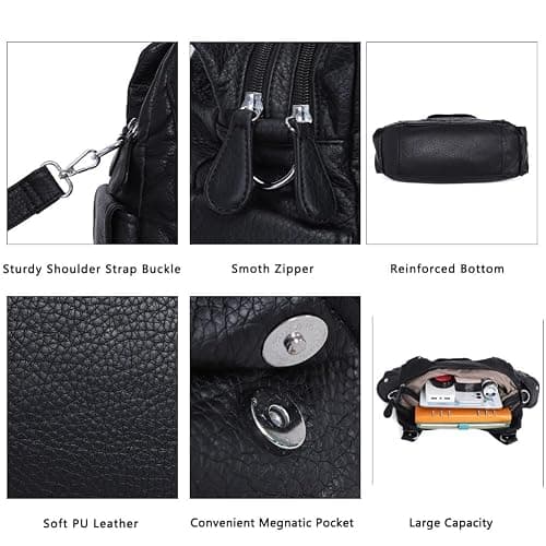 Angel Kiss Purses for Women, Large Shoulder Bag Hobo Tote Purse Mutipocket Faux Leather Satchel Hobo Purse thumbnail 7