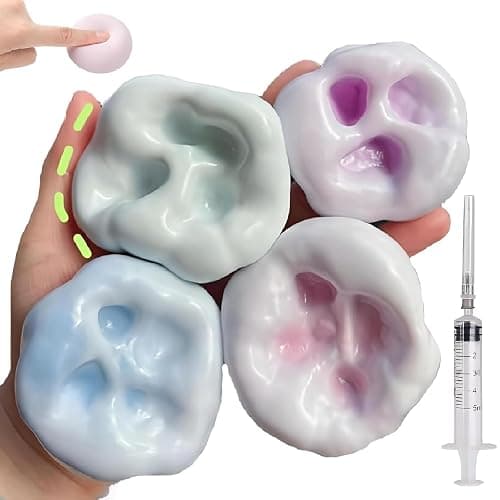 4 PCS Fidget Squishy Toys, Portable Squeeze Vacuum Stress Shapeable Ball Toys, Sensory Focus Toys for Adults Festival Gift Supplies Goodie Bag Stuffers (Machi) - Image 1