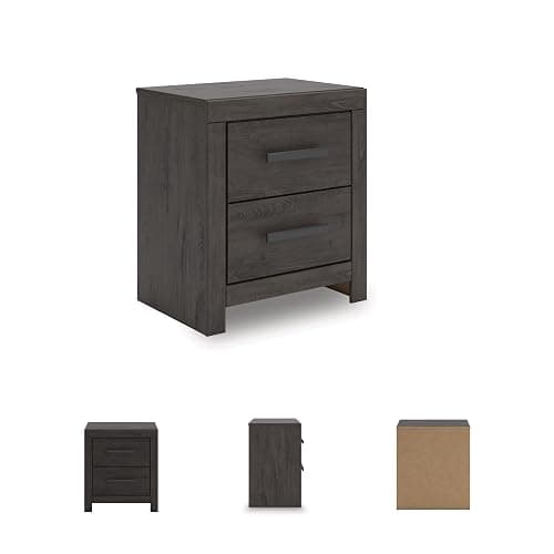 Signature Design by Ashley Prendonea Casual 2-Drawer Nightstand for Bedroom, Wood, Large Handles with Dark Finish, Framed Drawer Fronts, Smooth-Gliding Drawers, 24.41" High, Gray thumbnail 6