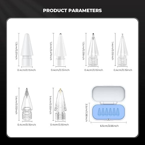 6Pack Replacement Pencil Tips for Apple Pencil Pro/2nd Gen/1st Gen/USB-C，Upgraded iPad Pen Tips with Storage Case, IPad Pro Pencil Tips Sets, Accessories for Apple Pencil （Blue 6 in 1） thumbnail 6