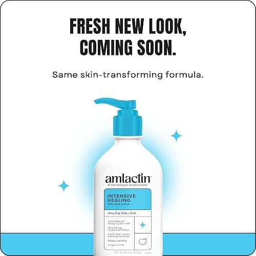 AmLactin Intensive Healing Body Lotion - Therapeutic Lotion for Extremely Dry Skin - No-Scrub Exfoliator and Moisturizer with 15% Lactic Acid AHA and Ceramides, 14.1 oz (Packaging May Vary) thumbnail 2