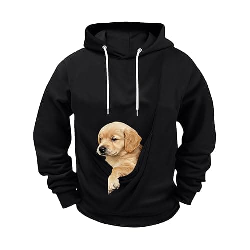 Cat Pouch Hoodie Unisex Winter Drawstring Oversized Kangaroo Pouch Hoodies Cozy Pet Carrier Sweatshirt with Pockets thumbnail 5