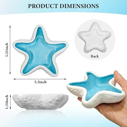 Starfish Jewelry Dish Ceramic Trinket Tray - Ocean Themed Ring Holder for Earrings, Necklaces, Beach & Bathroom Organizer with Glossy Glaze, Coastal Room Decor Gift for Women thumbnail 3
