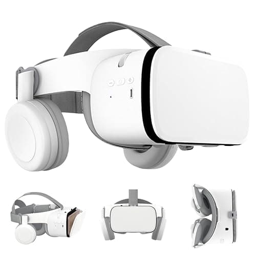 VR Headset for Phone, Virtual Reality Glasses with Bluetooth Headphones for Adults and Kids Play 3D VR Games Movies (White VR Only) - Image 1