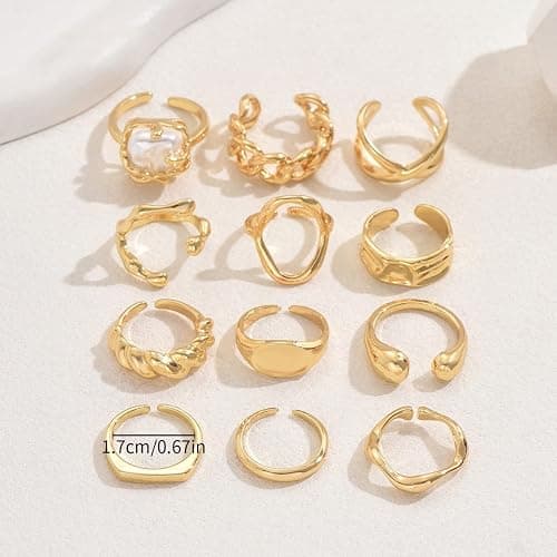 ONBRIG Chunky Rings for Women Thick Rings Set Trendy Statement Ring for Women Vintage Stackable Ring Chunky Jewelry thumbnail 5