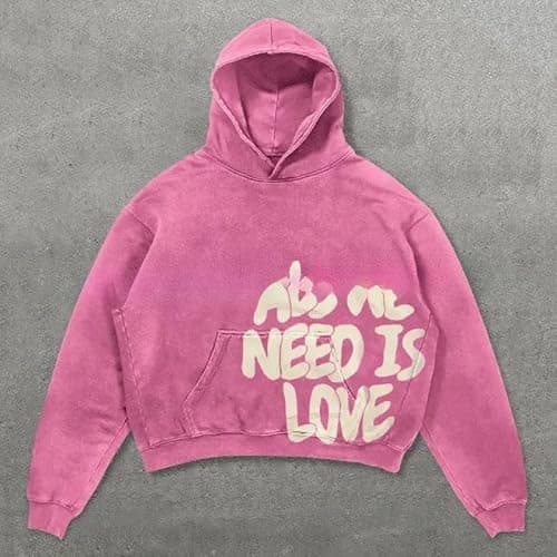 Sudiup Y2K sweatshirt with hip-hop letter print oversized men's and women's hoodies, casual loose solid Gothic top thumbnail 3