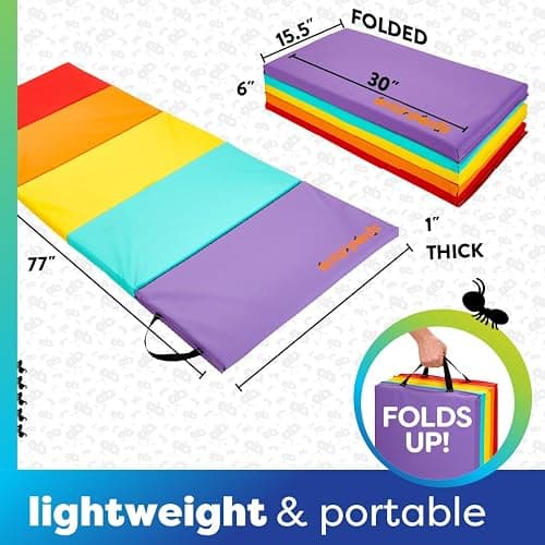 Antsy Pants Tumbling Mat for Kids – Gymnastics Mat, Easy to Clean, Sturdy, Foldable Tumbling Mats, Padded, Lightweight, Portable, Gymnastics Equipment for Active Play thumbnail 3