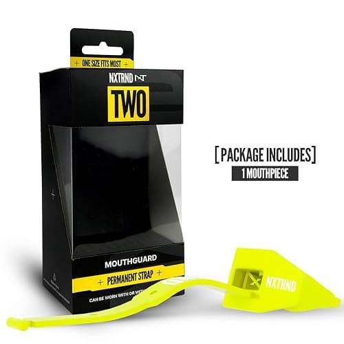 Nxtrnd Two Football Mouth Guard, Football Mouthpiece with Strap, Fits Adult & Youth (Neon Yellow) thumbnail 4