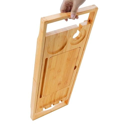 Utoplike Bamboo Bathtub Trays Caddy Bath Tray for Tub, Adjustable Bathroom Bathtub Organizer with Book Tablet Wine Cup Towel Holder, Bathroom Trays thumbnail 7
