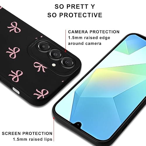 Zrutru Pink Bow Phone Case for Samsung Galaxy A16 5G Case Cute Ribbon Bowknot Pattern Aesthetic Funda,Raised Bumper Shockproof Silicone TPU Cover for Women Girls for Samsung A16 6.7 Inch thumbnail 2