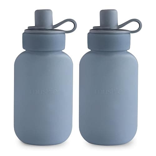 mushie Silicone Puree Pouch 2-Pack | 5 oz Reusable Baby Food Pouches (Tradewinds) - Image 1