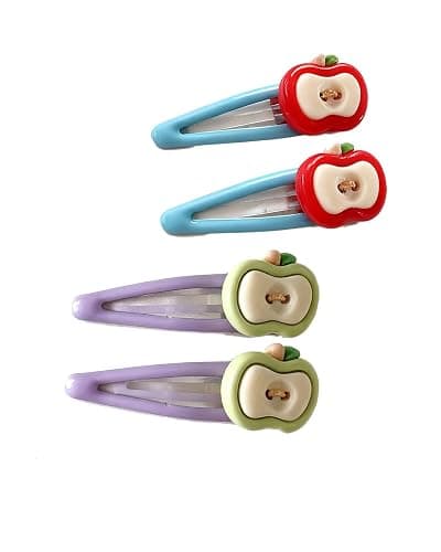 Apple Bow Clips Baby Girls Fruit Hair Pin Apple Hair Clips Baby Fruits Ribbon Bows BBG88 (Set-K) - Image 1