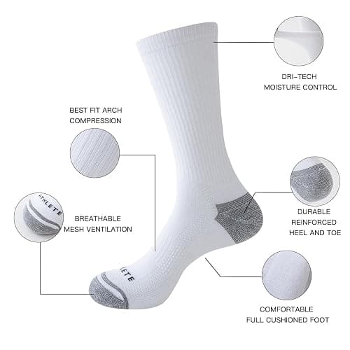 JOYNÉE Mens Athletic Crew Socks 5/10 Pairs Lightweight Cushioned Breathable Work Running Socks thumbnail 3