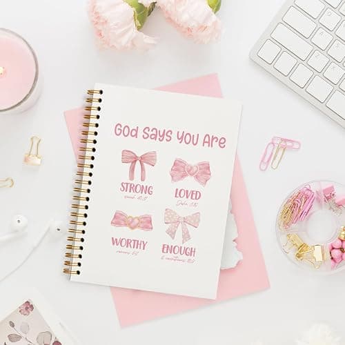 PLKMN Bible Journal Notebook for Women Girls, Pink Bow Coquette Notebook, Christian Notebook for Women, Notebook for Bible Notes, Bible Journal Notebooks for Note Taking 5.5x8.3 Inch thumbnail 4