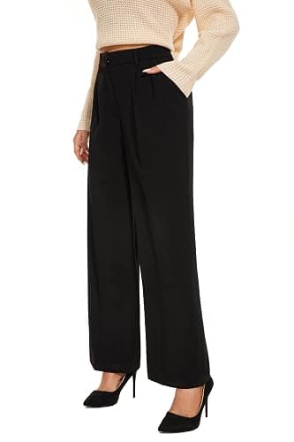 FUNYYZO Wide Leg Pants Women's High Elastic Waisted in The Back Business Work Trousers Long Straight Suit Pants thumbnail 4