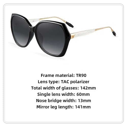 MOLSTA Trendy Oversized Polarized Sunglasses for Women Large Black Driving Sun Glasses Crastal Elements Designer Shades thumbnail 5