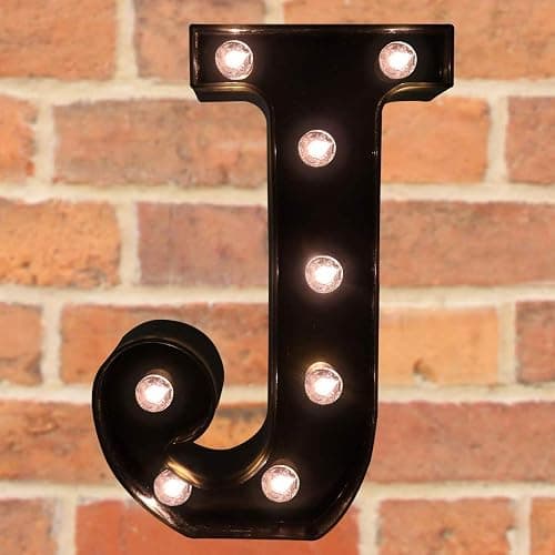 Decorative LED Illuminated Letter Marquee Sign - Alphabet Marquee Letters with Lights For Wedding Birthday Party Christmas Night Light Lamp Home Bar Decoration J, Black thumbnail 8