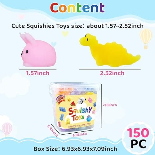Waraoko 150PCS Mochi Squishy toys 8-12 Kawaii Mochi Squishies Anxiety Reduction Fufu Squishy Slow Rising Bulk for Classroom Prizes Set Game Prizes Goodie Bags Halloween Buckets Easter Eggs thumbnail 3