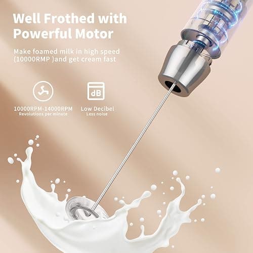 Maestri House Rechargeable Milk Frother, LunaFro NS Handheld Electric Foam Maker Waterproof Detachable Stainless Steel Whisk Drink Mixer Foamer for Lattes, Cappuccino, No Stand thumbnail 4