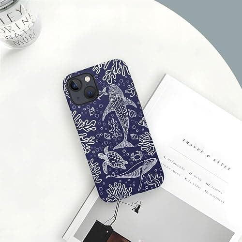 DAIZAG Case Compatible with iPhone 15,Durable Shock Protection Cover for Girl Women,Navy Blue Turtle Whale Shark thumbnail 5