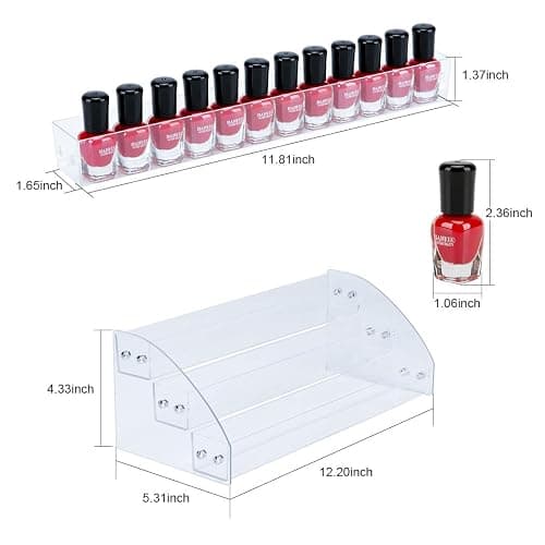 KINGROW Nail Polish Organizer Holder Rack 3 Layers Acrylic Display Rack Eyeglasses Shelf Essential Oils Ink Storage Holds Up to 48 (Fit 1-2oz Bottles) thumbnail 3