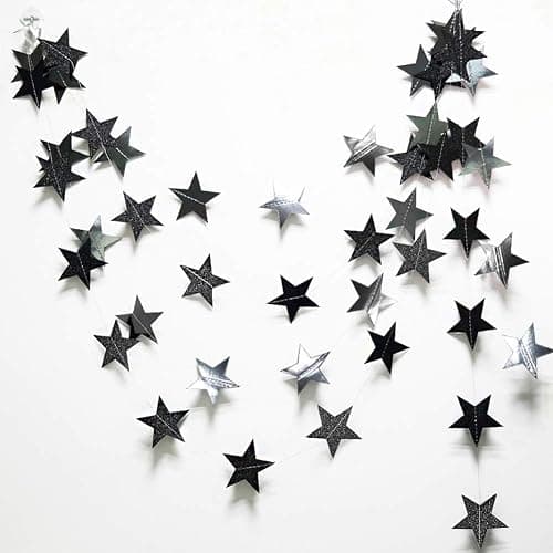 Cheerland Black Silver Moon Decoration Star and Gothic Halloween Decor Garland for Twilight Birthday New Year Eve Party Grunge Star Banner Celestial Wedding Baby Shower Ramadan Eid Mubarak Summerween thumbnail 2