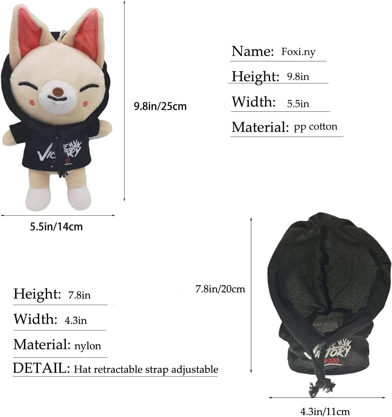 Cute Plush,9.8In Kawaii Skzoo Plush Toys,Creative Soft Stuffed Cartoon Plush Toy Gift Toys for Kids Fans (Foxi.ny) thumbnail 3