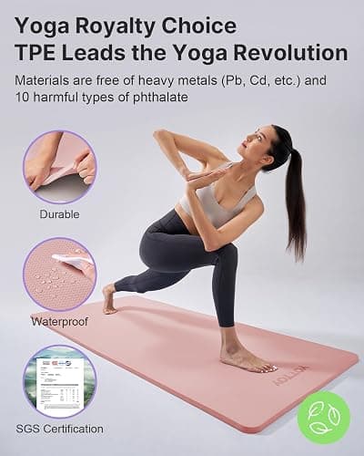 YOTTOY Yoga Mat，Extra Thick Yoga Mat (1/2inch),Professional TPE Exercise Mat,Non-Slip Workout Mat for Yoga, Pilates, Fitness, Barefoot Workouts, Home Gym Studio with Strap thumbnail 5