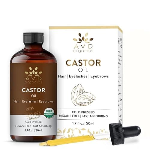 AVD Organics Castor Oil for Eyelashes | USDA Certified Organic Castor Oil Cold Pressed in Glass Bottle with Lash Brushes | For Eyebrows, Hair & Eyelash | 1.7 fl oz thumbnail 2