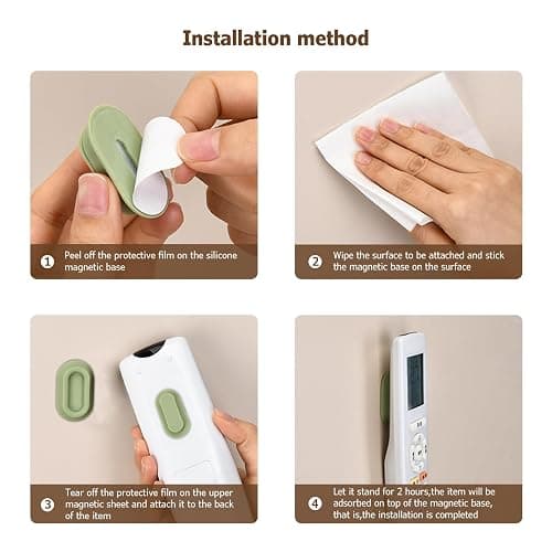 XYOFUN Magnetic Remote Control Holder Wall Mount - 4 Pcs No Drill Self-Adhesive Organizer for Air Conditioner & TV Remotes, Storage Caddy for Televisions Backside - White thumbnail 3