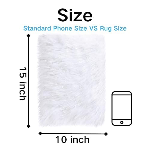 Yueeer Rectangle 10 x 15 Inches Small Product Photo Background & Luxury Photo Props，Area Rugs Fluffy Carpet Mini Small Size，Great for Nail Art, Home Decor，Tabletop Photography, Jewelry (White) thumbnail 2