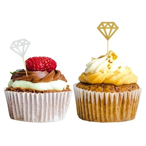 60 Pack Glitter Diamond Cupcake Toppers for Bridal Shower Engagement Wedding Party Birthday Diamond Ring Topper for Donuts Diamond Donut Picks Cake Decorations Dessert Supplies (Silver + Gold) thumbnail 4
