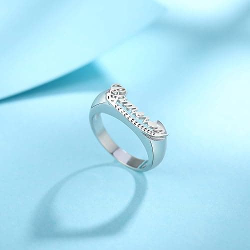 RESVIVI Personalized Name Ring Custom Nameplate Band Rings High Polish Tarnish Resistant Jewelry Gifts for Mother Women thumbnail 2